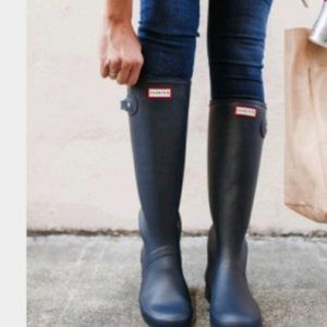 Hunter Navy Tall Adjustable Rain Boots